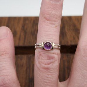 Size 5 925 Sterling Silver Tarnished Small Purple Amethyst Ring